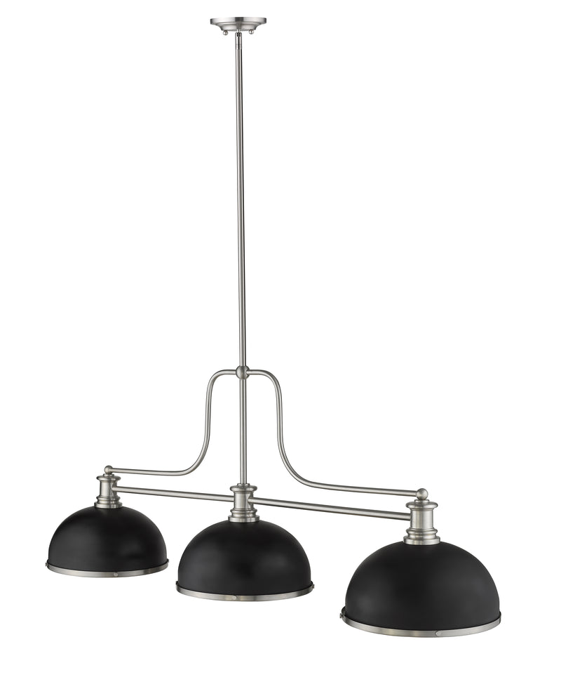Melange 3 Light 52" Billiard, Glass & Metal Shades (3BILL) in Brushed Nickel