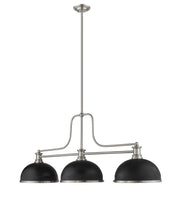 Melange 3 Light 52" Billiard, Glass & Metal Shades (3BILL) in Brushed Nickel