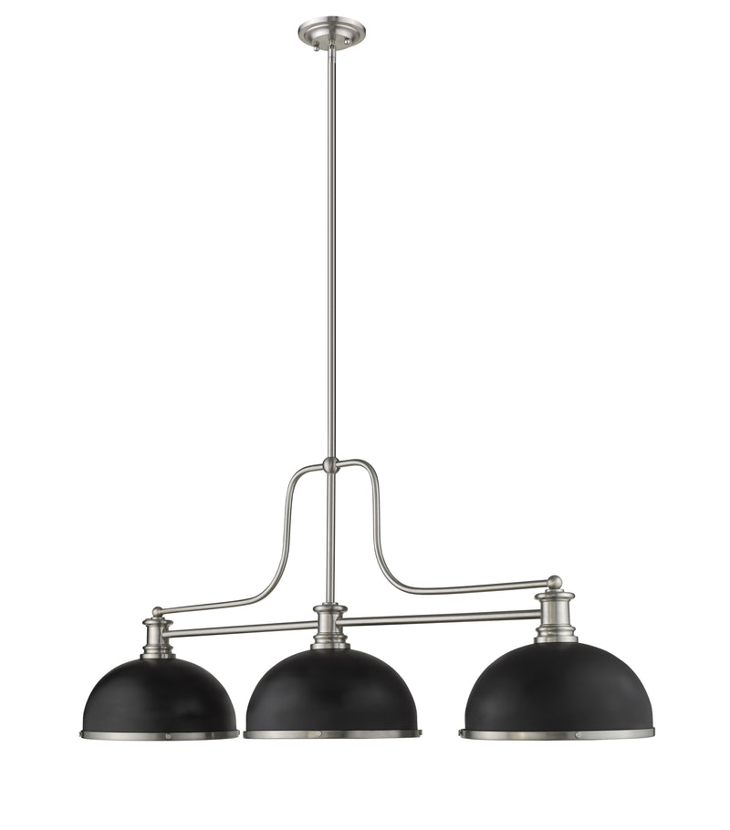 Melange 3 Light 52" Billiard, Glass & Metal Shades (3BILL) in Brushed Nickel