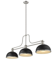 Melange 3 Light 52" Billiard, Glass & Metal Shades (3BILL) in Brushed Nickel