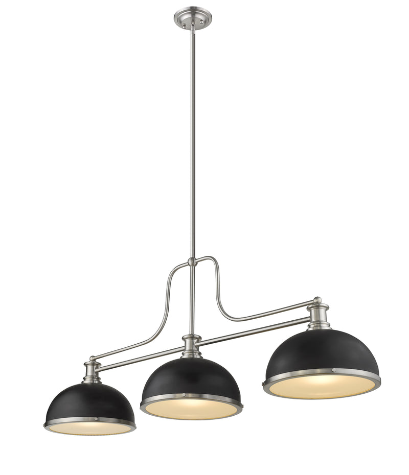 Melange 3 Light 52" Billiard, Glass & Metal Shades (3BILL) in Brushed Nickel