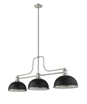 Melange 3 Light 52" Billiard, Glass & Metal Shades (3BILL) in Brushed Nickel