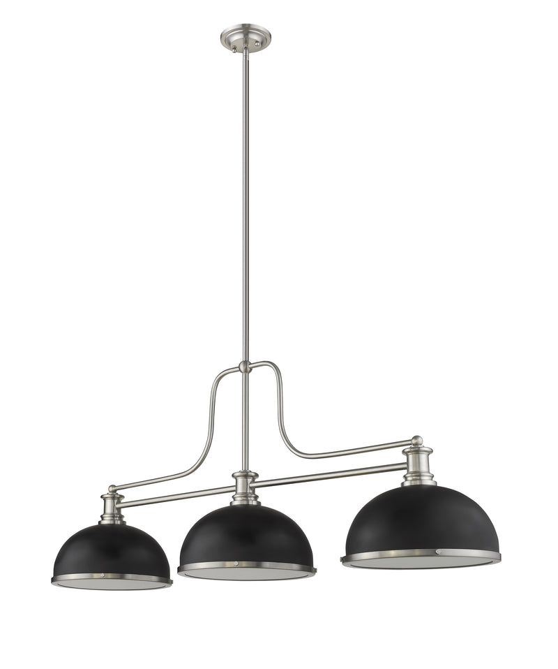 Melange 3 Light 52" Billiard, Glass & Metal Shades (3BILL) in Brushed Nickel