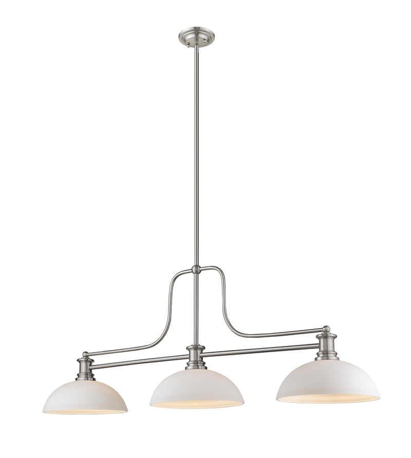 Melange 3 Light 52" Billiard, Glass & Metal Shades (3BILL) in Brushed Nickel