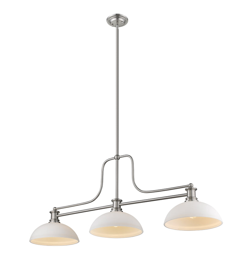 Melange 3 Light 52" Billiard, Glass & Metal Shades (3BILL) in Brushed Nickel