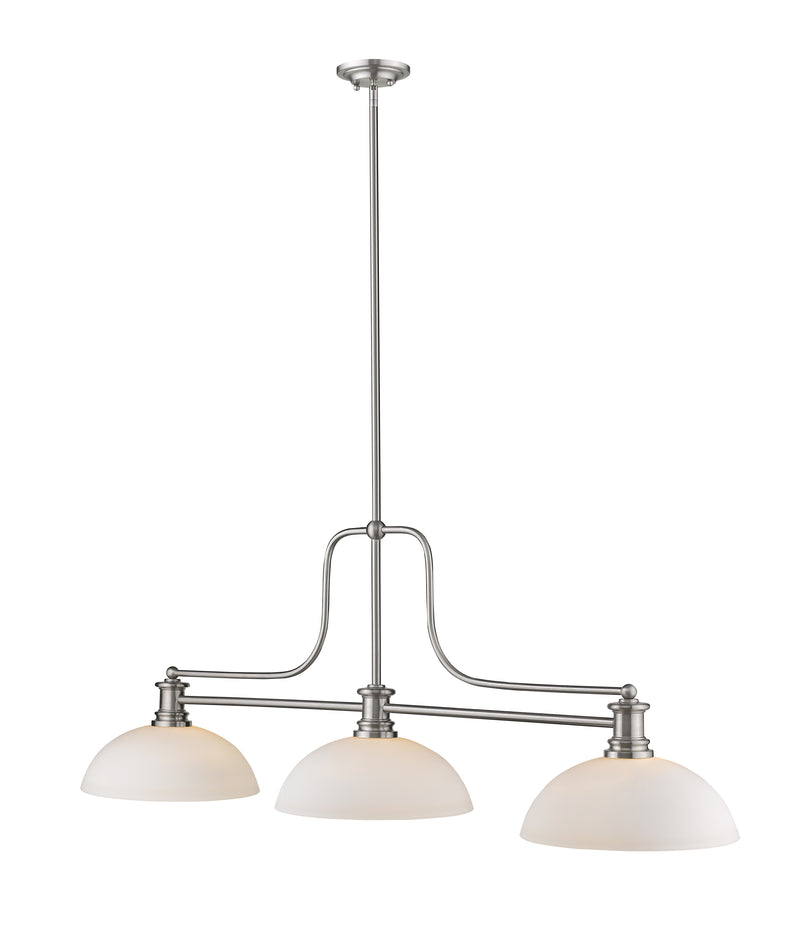 Melange 3 Light 52" Billiard, Glass & Metal Shades (3BILL) in Brushed Nickel