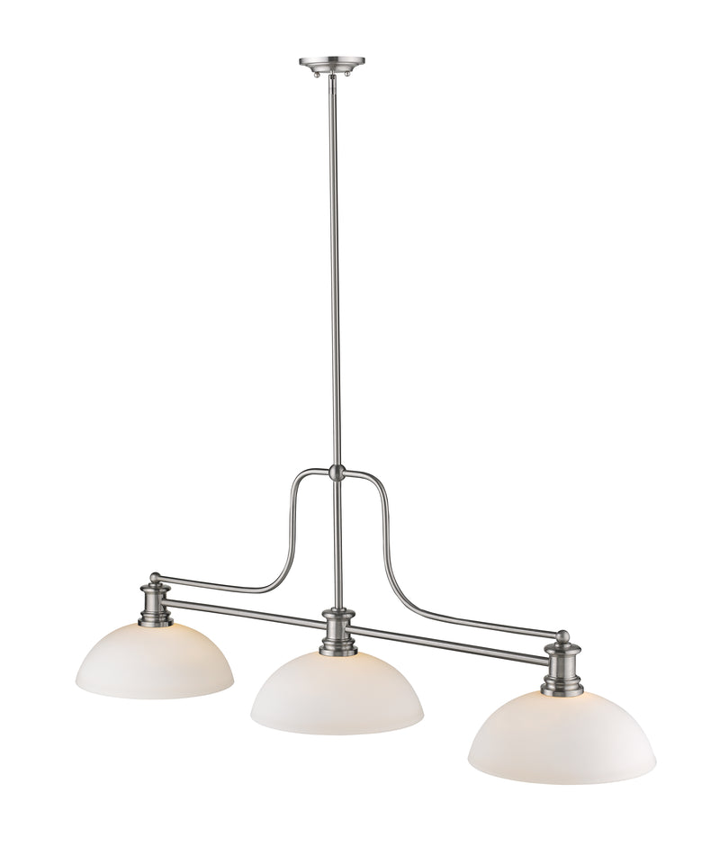 Melange 3 Light 52" Billiard, Glass & Metal Shades (3BILL) in Brushed Nickel