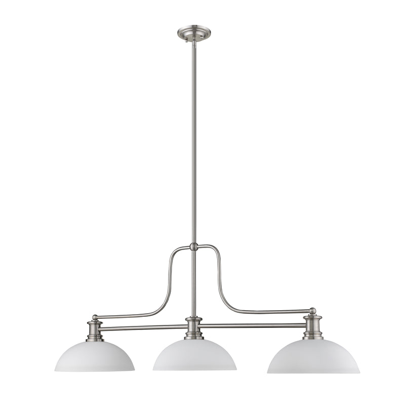 Melange 3 Light 52" Billiard, Glass & Metal Shades (3BILL) in Brushed Nickel