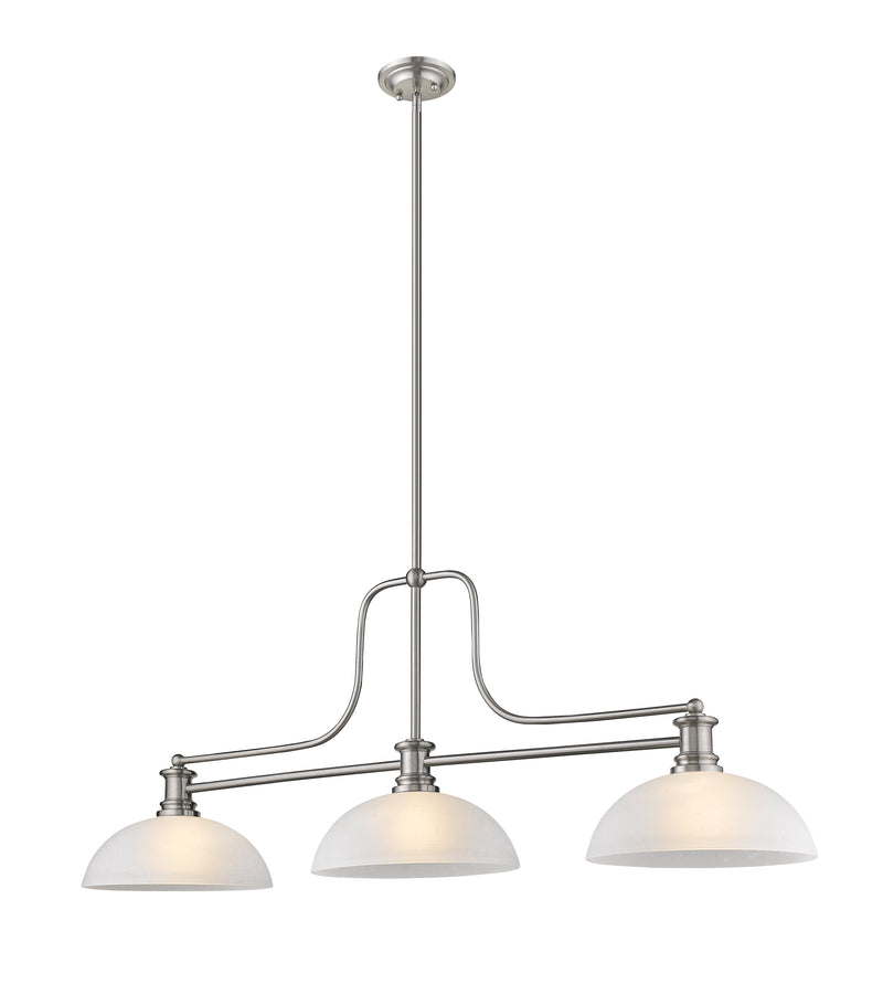 Melange 3 Light 52" Billiard, Glass & Metal Shades (3BILL) in Brushed Nickel
