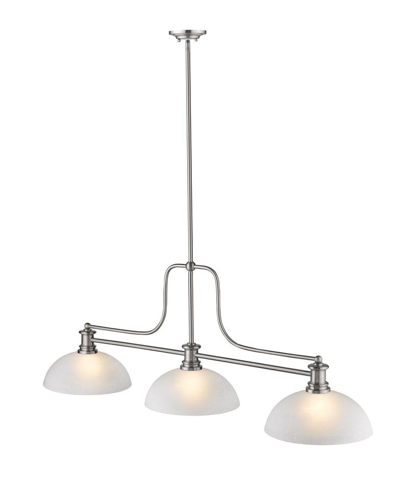 Melange 3 Light 52" Billiard, Glass & Metal Shades (3BILL) in Brushed Nickel