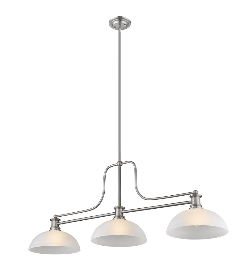 Melange 3 Light 52" Billiard, Glass & Metal Shades (3BILL) in Brushed Nickel