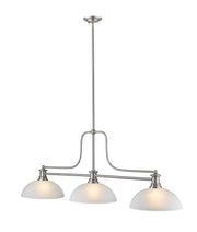 Melange 3 Light 52" Billiard, Glass & Metal Shades (3BILL) in Brushed Nickel