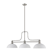 Melange 3 Light 52" Billiard, Glass & Metal Shades (3BILL) in Brushed Nickel