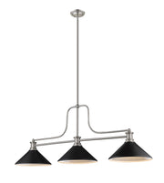 Melange 3 Light 52" Billiard, Glass & Metal Shades (3BILL) in Brushed Nickel