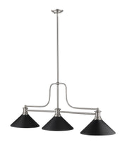 Melange 3 Light 52" Billiard, Glass & Metal Shades (3BILL) in Brushed Nickel
