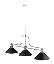 Melange 3 Light 52" Billiard, Glass & Metal Shades (3BILL) in Brushed Nickel