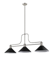 Melange 3 Light 52" Billiard, Glass & Metal Shades (3BILL) in Brushed Nickel
