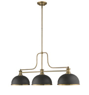 Melange 3 Light 52" Billiard, Glass & Metal Shades (3BILL) in Heritage Brass
