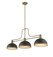 Melange 3 Light 52" Billiard, Glass & Metal Shades (3BILL) in Heritage Brass