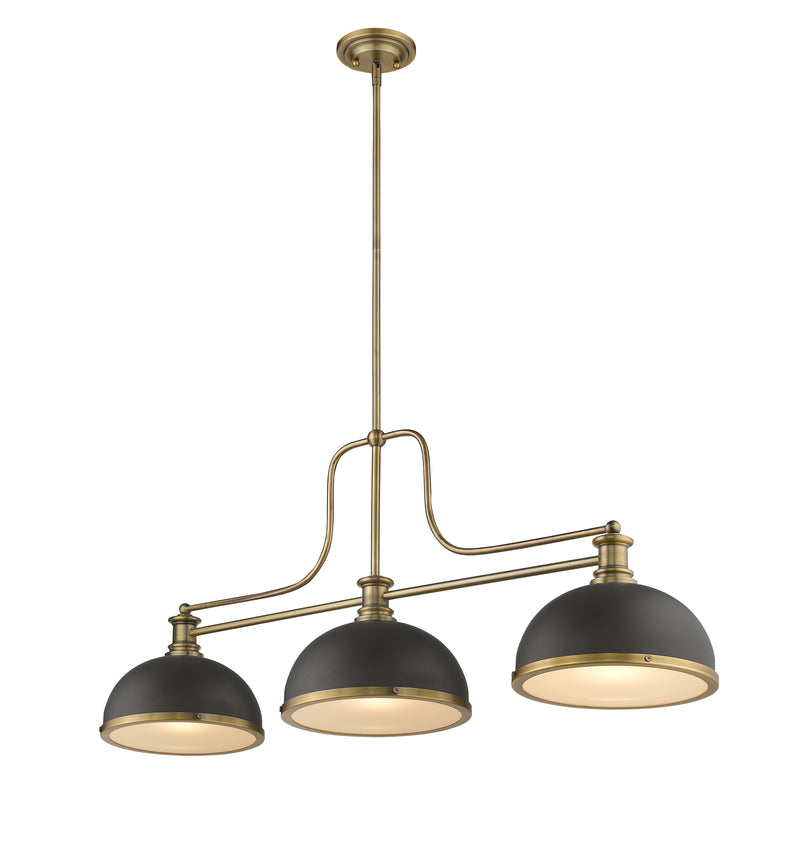 Melange 3 Light 52" Billiard, Glass & Metal Shades (3BILL) in Heritage Brass