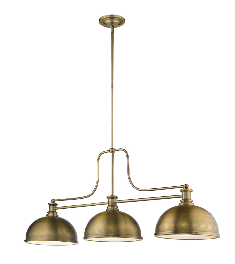Melange 3 Light 52" Billiard, Glass & Metal Shades (3BILL) in Heritage Brass