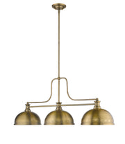 Melange 3 Light 52" Billiard, Glass & Metal Shades (3BILL) in Heritage Brass