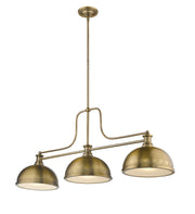 Melange 3 Light 52" Billiard, Glass & Metal Shades (3BILL) in Heritage Brass