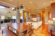 Melange 3 Light 52" Billiard, Glass & Metal Shades (3BILL) in Heritage Brass in a room setting