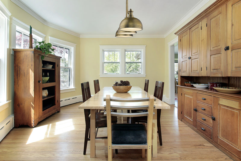Melange 3 Light 52" Billiard, Glass & Metal Shades (3BILL) in Heritage Brass in a room setting