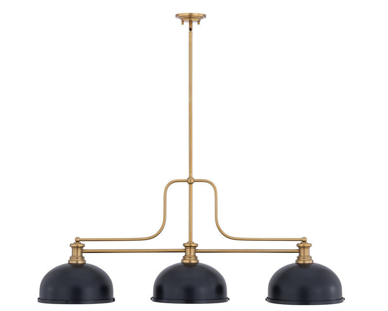 Melange 3 Light 52" Billiard, Dome Shades (D12) in Heritage Brass
