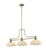 Melange 3 Light 52" Billiard, Glass & Metal Shades (3BILL) in Heritage Brass