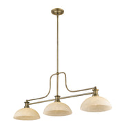 Melange 3 Light 52" Billiard, Glass & Metal Shades (3BILL) in Heritage Brass