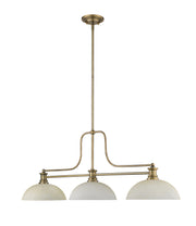 Melange 3 Light 52" Billiard, Glass & Metal Shades (3BILL) in Heritage Brass