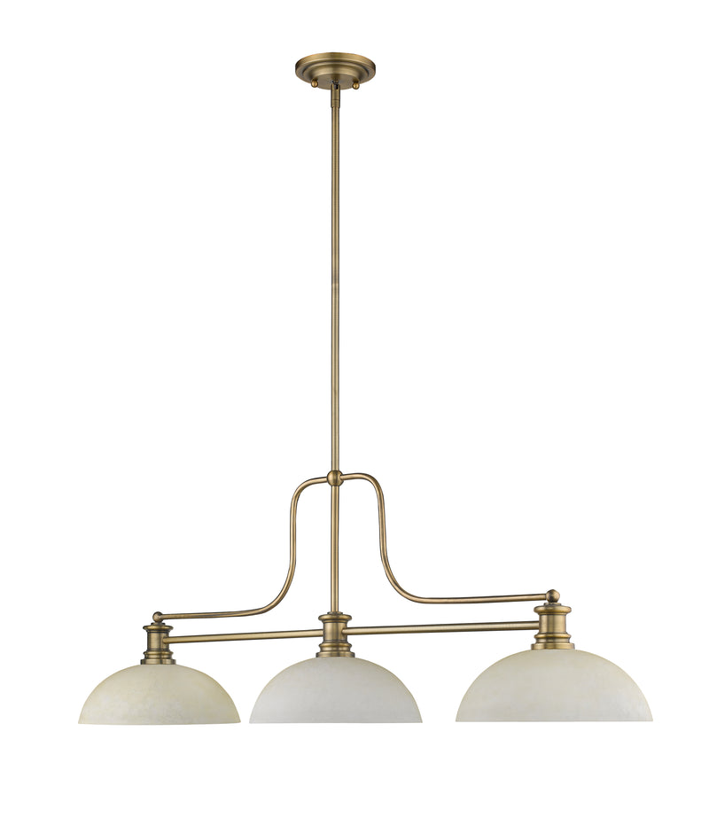 Melange 3 Light 52" Billiard, Glass & Metal Shades (3BILL) in Heritage Brass
