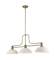 Melange 3 Light 52" Billiard, Glass & Metal Shades (3BILL) in Heritage Brass