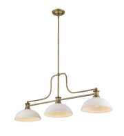 Melange 3 Light 52" Billiard, Glass & Metal Shades (3BILL) in Heritage Brass