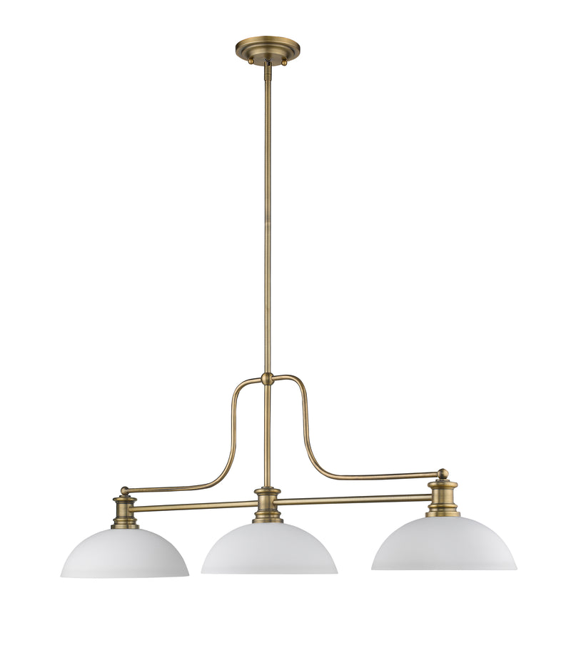 Melange 3 Light 52" Billiard, Glass & Metal Shades (3BILL) in Heritage Brass