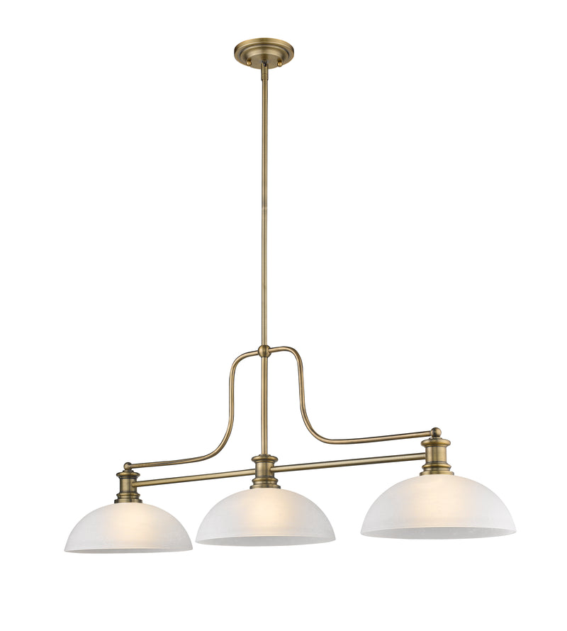 Melange 3 Light 52" Billiard, Glass & Metal Shades (3BILL) in Heritage Brass