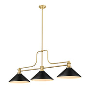 Melange 3 Light 52" Billiard, Glass & Metal Shades (3BILL) in Heritage Brass