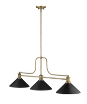 Melange 3 Light 52" Billiard, Glass & Metal Shades (3BILL) in Heritage Brass