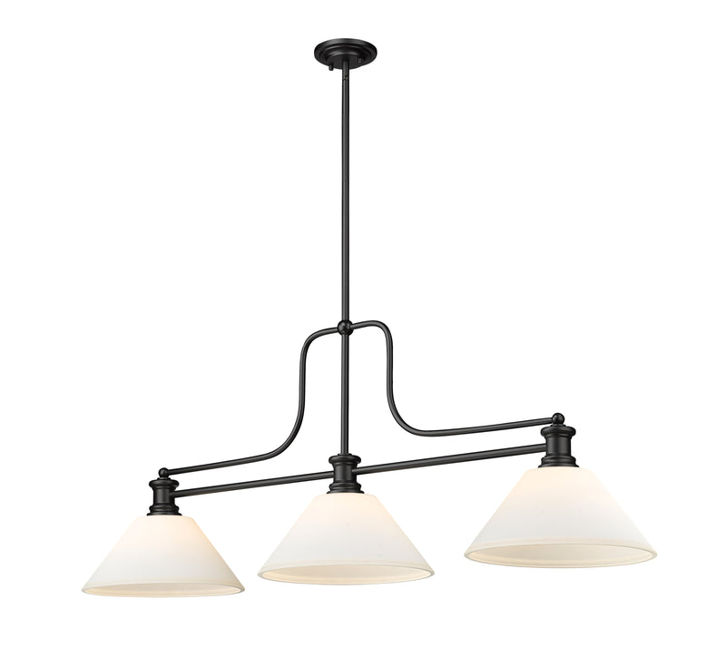 Melange 3 Light 52" Billiard, Glass Shades (A) in Matte Opal