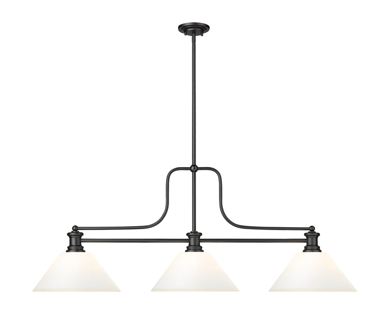 Melange 3 Light 52" Billiard, Glass Shades (A) in Matte Opal