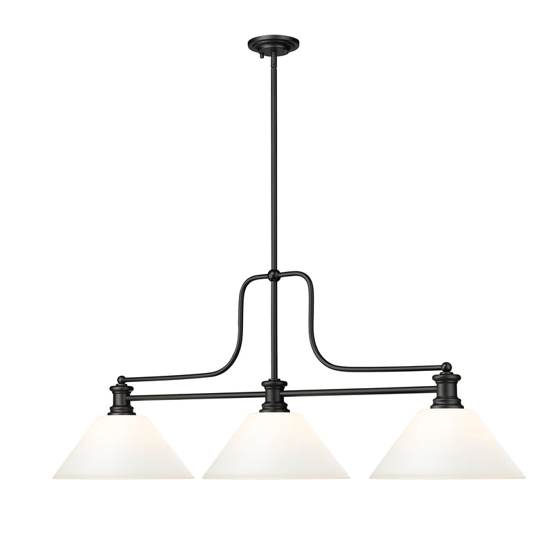 Melange 3 Light 52" Billiard, Glass Shades (A) in Matte Opal
