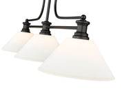 Melange 3 Light 52" Billiard, Glass Shades (A) in Matte Opal