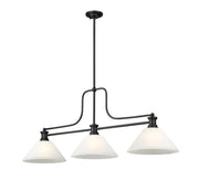 Melange 3 Light 52" Billiard, Glass Shades (A) in White Linen