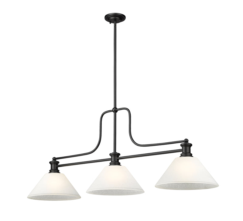 Melange 3 Light 52" Billiard, Glass Shades (A) in White Linen