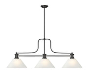 Melange 3 Light 52" Billiard, Glass Shades (A) in White Linen