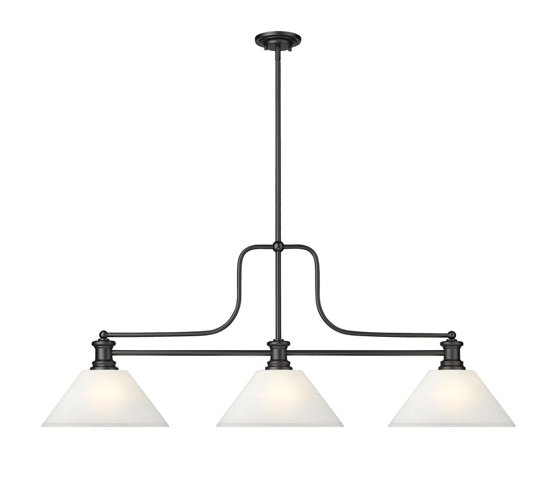 Melange 3 Light 52" Billiard, Glass Shades (A) in White Linen