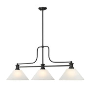 Melange 3 Light 52" Billiard, Glass Shades (A) in White Linen
