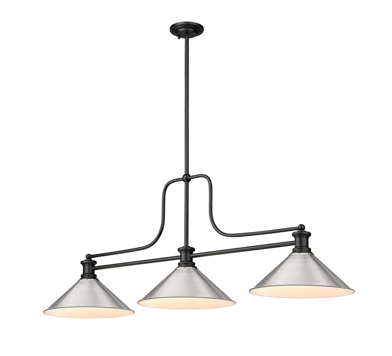 Melange 3 Light 52" Billiard, Metal Shades (M15) in Brushed Nickel